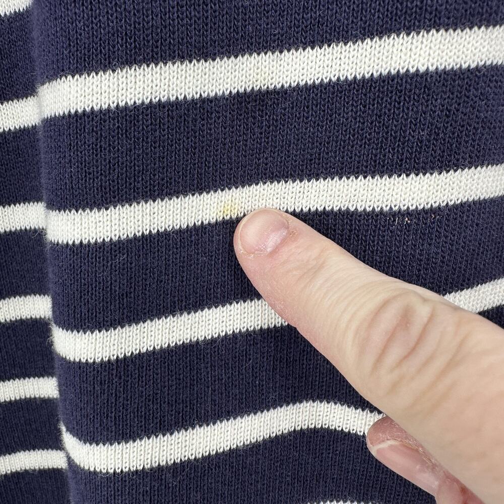 L.L.Bean Shirt Womens XL Blue White Stripe Boat Neck 3/4 Sleeve Cotton Top - Picture 4 of 9